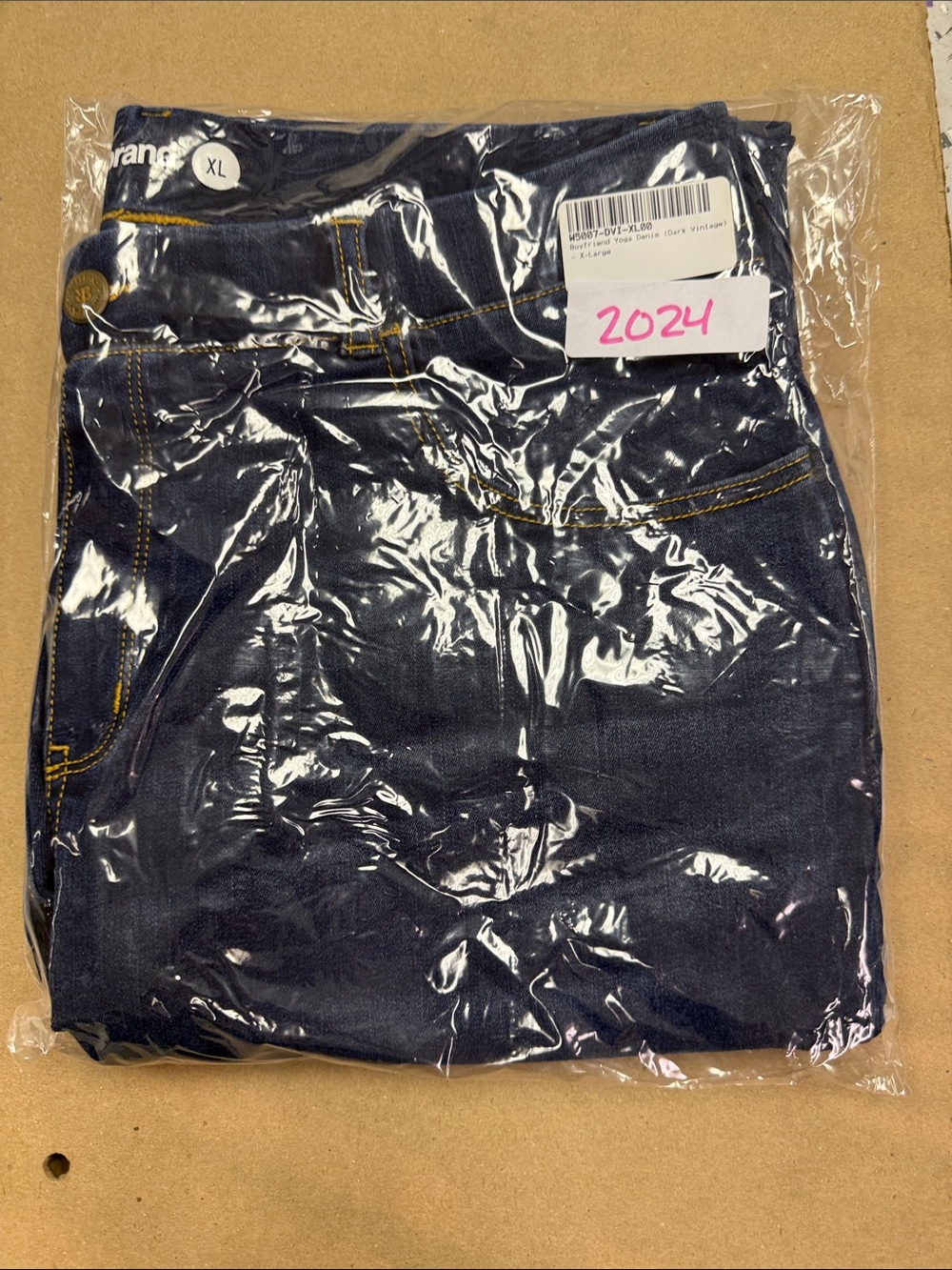 New Betabrand Dark Vintage Wash Boyfriend Yoga Denim Jeans XLarge